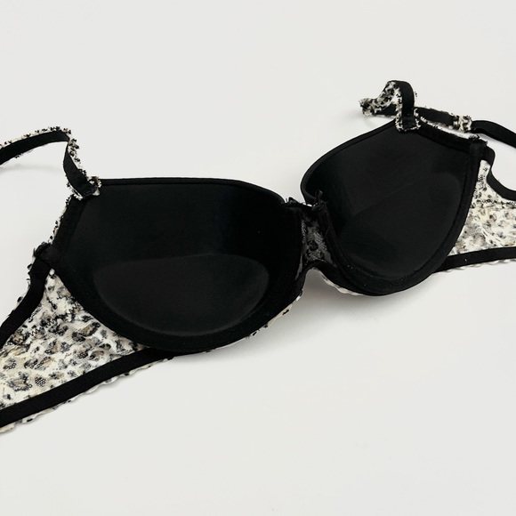 candies | leopard print embroider lace lined underwire demi push up bra | sz 36b - Picture 5 of 8